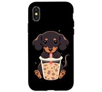 Dachshund Boba Tea Bubble Tea Anime Kawaii Dog Carcasa para iPhone X/XS