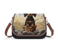 Dachshund - Bolsa de hombro con globo de aire caliente para mujer, bandolera de piel ajustable y extraíble, bolsas de manos libres