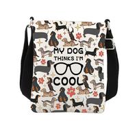 Dachshund - Bolso cruzado para perro, regalo para perros salchicha, regalo para amantes de los perros salchicha, regalo para mi perro piensa que soy genial, bolso para teléfono celular, White, 8.26