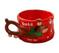 Dachshund Ceramic Mug - Taza 3D Novelty Cup, Sculpted Puppy Handle with Glossy Finish, Premium Kiln-Fired Ceramic, Creative Drinkware Gift, Cold Weather Outdoor Water, Distinctive 3D Handle Design