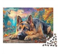 Dachshund Ciudad Colorida Puzzle Estimulación Mental 1000 Piezas Adultos Pastor Alemán Bosque Otoñal Premium Grueso Desafiante Alivio Estrés 52x38cm