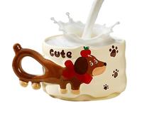 Dachshund Coffee Mug, Ceramic 380ml Novelty Drinkware Cup, 4.06 Inches Aesthetic Dog Design Coffee Mug with Portable Heat Resistant Build, Fun Beverage Cup for Home Camping and Party Use