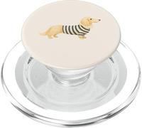 Dachshund Crema inglés en suéter a Rayas ilustración PopSockets PopGrip para MagSafe