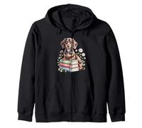 Dachshund Dachshunds Doxie Bookworm Flowers Book Reading Sudadera con Capucha
