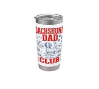 Dachshund Dad Club (en la parte trasera) Vaso térmico de acero inoxidable de doble pared