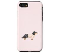 Dachshund Dapple de Pelo Largo en Rayas Crema y Rosa con Volantes Carcasa para iPhone SE (2020) / 7/8