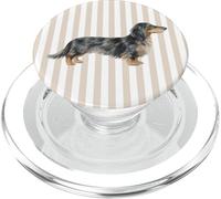 Dachshund Dapple de Pelo Largo Negro y Crema en Bronceado PopSockets PopGrip para MagSafe