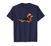 Dachshund de Navidad de Pelo Largo Negro y Crema Camiseta