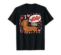 Dachshund Día de San Valentín I Woof You Love Wiener Dog Lover Camiseta