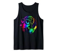 Dachshund DJ Auriculares Retro Music Dog Lover Camiseta sin Mangas