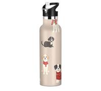 Dachshund Dog - Botella de agua de acero inoxidable con tapa con pajilla, botella aislada para niños y niñas, deportes, 20 onzas líquidas