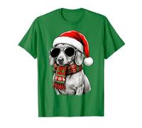Dachshund Dog Doxie Sombrero de Papá Noel Bufanda a Cuadros Gafas de Sol Sombras Camiseta