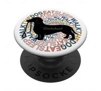 Dachshund Eat Sleep Walk The Dog De Pelo Corto Doxie Mamá Mamá PopSockets PopGrip Adhesivo