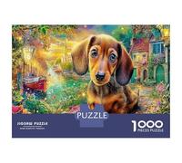 Dachshund en Flower Town Puzzle De 1000 Piezas, Juego Educativo, Desafío, para Adultos Y Niños A Partir De 12 Años Rompecabezas Desafiante-Decoración del Hogar, Regalo Original 52x38cm/1000pcs