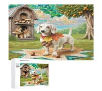 Dachshund en Miniatura Puzzle 1000 Piezas DIY Decorativo Linda Mascota Animals Rompecabezas 3D para Familia Aliviar Estrés Juguete Educativo 3D Maquetas Construir Portátil 1000 PCS