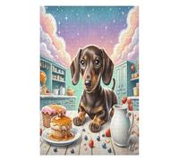 Dachshund en Miniatura Puzzles 1000 Piezas Estera Portátil 3D Antideslizante Animales de compañía Lindos Rompecabezas Familiar para Adultos Aliviar Estrés Decoración Hogar Moderno Creativo 1000 PCS