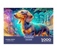 Dachshund en un Entorno Vibrante de Cuento de Hadas Puzzle De 1000 Piezas Lindo Perro Mascota Clásico Y Desafiante, Regalo para Todas Las Edades 52x38cm/1000pcs