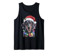 Dachshund Feliz Navidad Divertido Sombrero de Papá Noel Amante de los Perros Camiseta sin Mangas