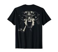 Dachshund Fumar Un Pipa Gafas Grunge Vintage Meme En La Espalda Camiseta