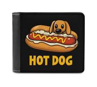 Dachshund Hot Dog - Cartera plegable de piel sintética con bolsillo para mujeres y hombres, Estilo:, Talla única