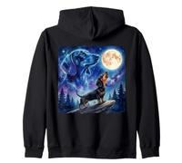 Dachshund Howling at The Moon Night Sky Dog Art Sudadera con Capucha