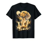 Dachshund Howling Moon Forest Dog Amante Weiner Art Camiseta