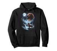 Dachshund Howling to The Moon Retro Wiener Dog de los 90 Sudadera con Capucha