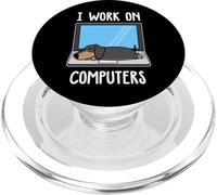 Dachshund I Work On Computer Dog Sleep Puppy Lovers PopSockets PopGrip para MagSafe