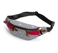 Dachshund In A Christmas Doodle Christmas Dogs Fanny Pack, riñonera Deportiva para niños Adultos para Hombres y Mujeres