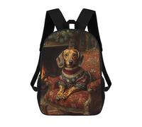 Dachshund in Christmas Sweater by Fireplace Cozy Holiday Dog Wall Art Mochila Escolar Infantil, Mochilas Impresas En 3D, Mochilas Escolares De Moda Para Niños De Primaria Y Secundaria 17inch