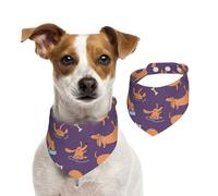 Dachshund Jugando,Pañuelos de algodón para Perros, Bufandas Ajustables para Mascotas,S