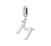 Dachshund Letra M Charm colgante Charm de plata esterlina 925 se adapta a Pandora Pulsera Collar, SCC3089-M
