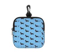 Dachshund Love In Blue, Monedero Cuadrado con Cremallera, Bolsa para Monedas con Cierre de mosquetón, Monedero