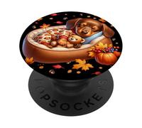 Dachshund Lover Must Haves with Fall Vibes Cute Wiener Dog PopSockets PopGrip Adhesivo
