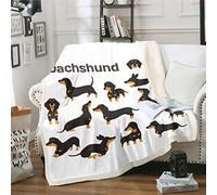 Dachshund - Manta de Forro Polar para niños y niños pequeños, Linda Manta de Franela esponjosa, Manta de Sherpa para Perros Weiner, Manta de Felpa para Cama, Color Blanco y Negro, 30 x 40 Pulgadas