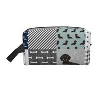 Dachshund Mascota Raza de Perro Silueta Negro y Fuego, Bolsa de Maquillaje Bolsa de cosméticos Bolsa de artículos de tocador de Viaje portátil Organizador de Bolsa de Maquillaje