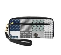 Dachshund Mascota Raza de Perro Silueta Negro y Fuego, Bolsa de Maquillaje Bolsa de cosméticos Bolsa de Aseo de Viaje portátil Estuche de Cuero para Mujeres y niñas