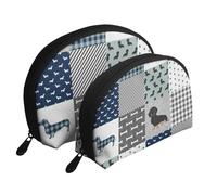 Dachshund Mascota Raza de Perro Silueta Negro y Fuego, Bolsa de Maquillaje de Concha, Monedero pequeño para Mujer, Bolsa de artículos de tocador, Bolsa de cosméticos, 2 Piezas