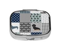 Dachshund mascota raza de perro silueta negro y fuego, Pastillero cuadrado para bolsillo o monedero, pequeño contenedor de pastillas, organizador de pastillas de viaje