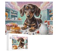 Dachshund Miniatura Puzzles Imposible,desafío para Adultos Mascota Bonita Juego Educativo 300 Piezas Obra De Arte De Juego De para Adultos Y Niños 300 PCS