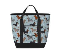 Dachshund Paws And Bones Azul,Bolsas de almuerzo de gran capacidad, bolsa de mano térmica para mujeres, hombres, trabajo, picnic, viajes.