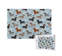 Dachshund Paws and Bones Azul,Rompecabezas de Madera de 1000 Piezas para Adultos y Adolescentes.