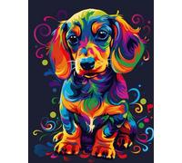 Dachshund Pop Art Composition Notebook 100 Wide Ruled Pages: Subtle Dachshund Outline on Each Page
