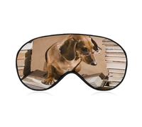 Dachshund Professor - Antifaz para dormir, suave, con los ojos vendados, portátil, con correa ajustable para hombres y mujeres