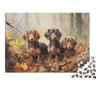 Dachshund Puppies Autumn Colourful Dachshund Puppies in Fall 1000 Pieces Jigsaws Adults and Children Fun Activity for Rainy Days 52x38cm/1000pcs