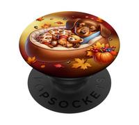 Dachshund Puppy Autumn Vibes For Cozy Fall Women Wiener Dog PopSockets PopGrip Adhesivo