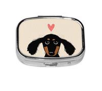 Dachshund Puppy Love,Meta Pastillero de 2 compartimentos, organizador portátil