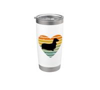 Dachshund Retro Heart Hunde Hundefreund Ich Liebe Dachshund Vaso térmico de acero inoxidable de doble pared