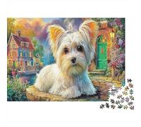 Dachshund Scene 1000 Piece for Adults Women Cute White Fluffy Dog Fun and Challenging Family Game & Gift 52x38cm/1000pcs
