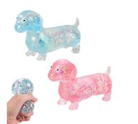 Dachshund Squeeze, Sparkly Sausage Dog Gel Stretch Ball, Ultra-Soft Touch Mini Rainbow Weiner Dog, Easter Egg Fillers, Squishies Stress Relief Fidget Toys for Kids Boys Girls Gifts Party Favors